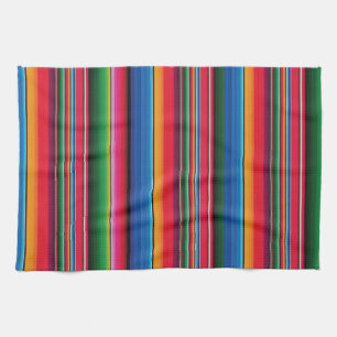 Red Serape Saltillo traditional mexican blanket Tea Towel