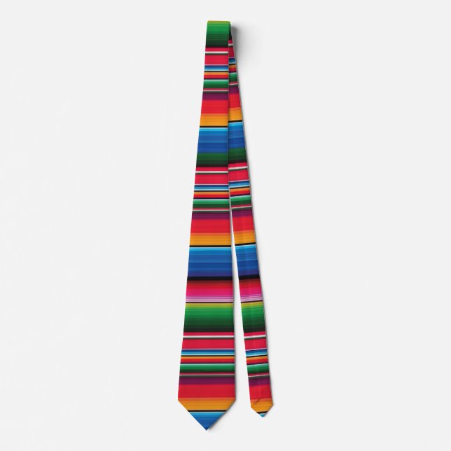 Red Serape Saltillo traditional mexican blanket Tie (Front)