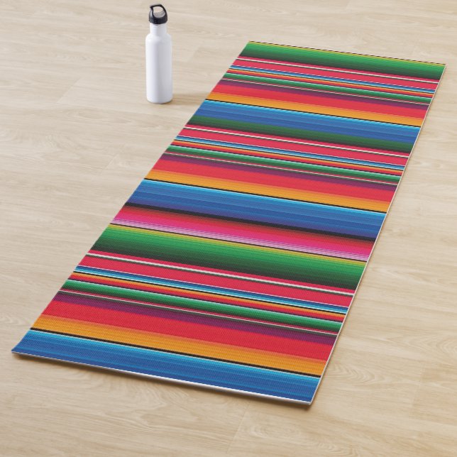 Red Serape Saltillo traditional mexican blanket Yoga Mat (In Situ)