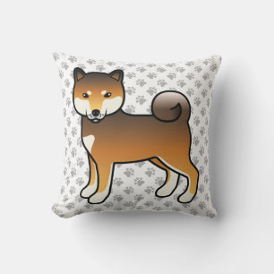 Red Sesame Shiba Inu Cartoon Dog & Paws Cushion