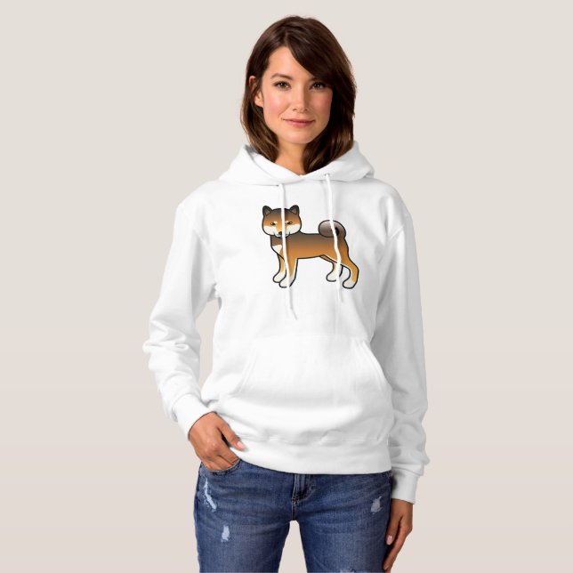 Red Sesame Shiba Inu Cute Cartoon Dog Hoodie (Front Full)