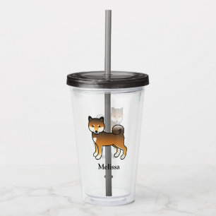Red Sesame Shiba Inu Cute Dog & Custom Name Acrylic Tumbler