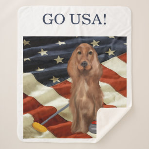 RED SETTER CURLING  SHERPA BLANKET