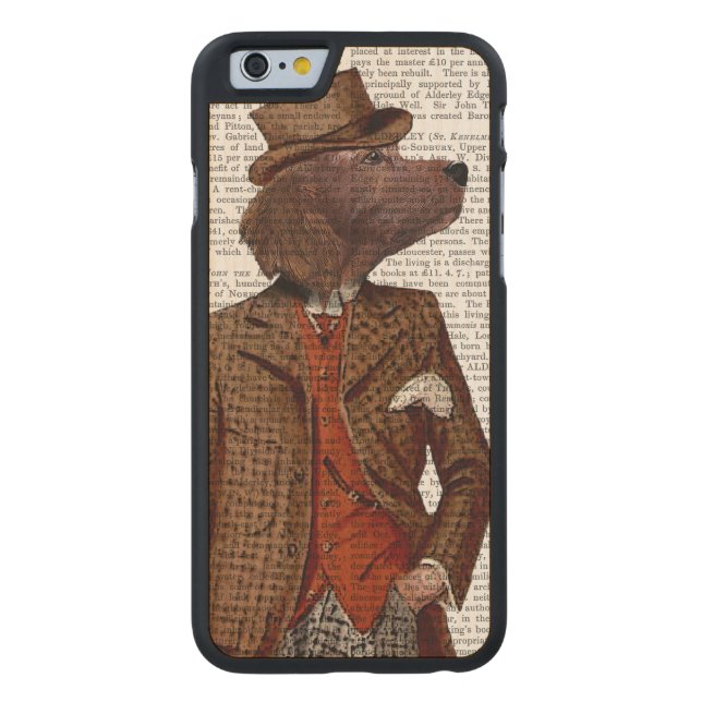 Red Setter Rider Portrait Carved Wood iPhone Case (Back)