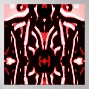 Red Shades Black White Abstract Modern Art Motif Poster