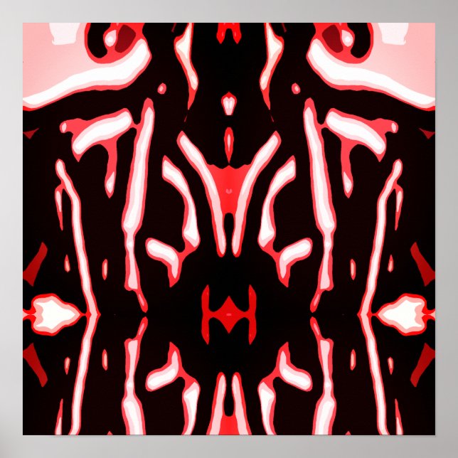 Red Shades Black White Abstract Modern Art Motif Poster (Front)