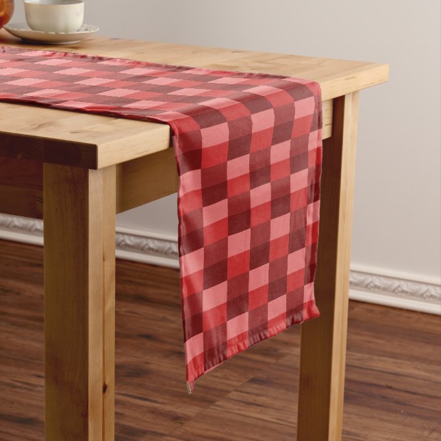 Red Shades Color Blocks Short Table Runner (In Situ)