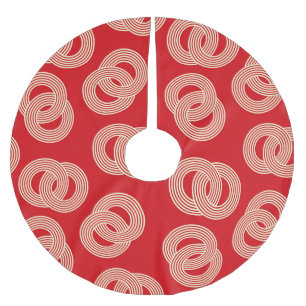 Red shades, interlocked striped rings pattern. brushed polyester tree skirt