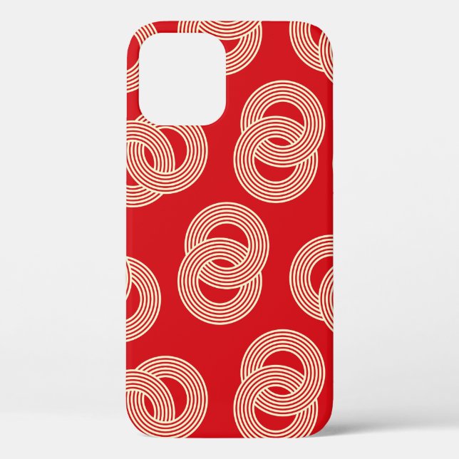 Red shades, interlocked striped rings pattern. Case-Mate iPhone case (Back)
