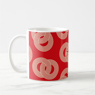 Red shades, interlocked striped rings pattern. coffee mug