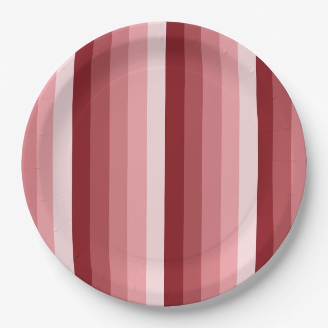 Red shadow stripes paper plate (Front)