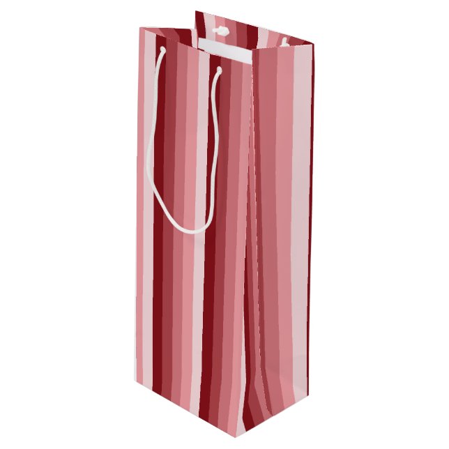 Red shadow stripes wine gift bag (Front Angled)