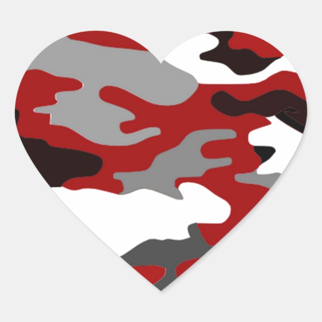 Red Shadows Camo Heart Sticker (Front)