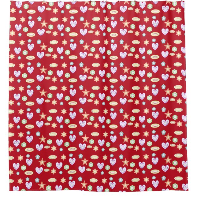 Red Shapes  Shower Curtain (Front)