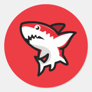 Red Shark Classic Round Sticker