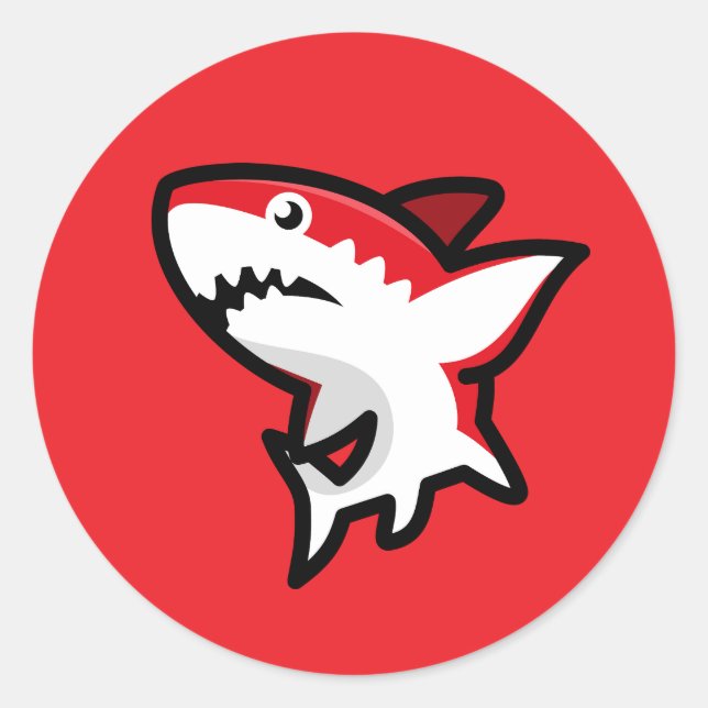 Red Shark Classic Round Sticker (Front)