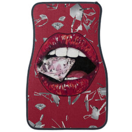 Red shattered glass and diamonds car mat