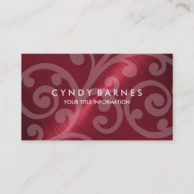 Red Sheen Business Card with Scroll (Front)