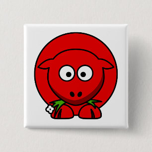 Red Sheep 15 Cm Square Badge