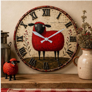 Red Sheep Large Clock