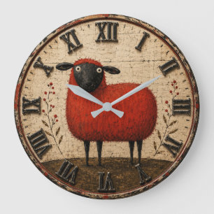 Red Sheep Large Clock