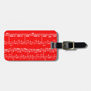 Red Sheet Music Luggage Tag