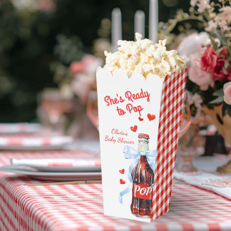 Red She's Ready to Pop Baby Shower Pop Corn Favour Box
