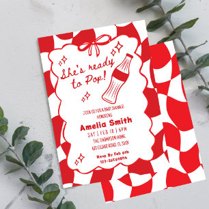 Red She's Ready to Pop Soda Baby shower Invitation