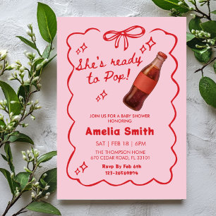 Red She's Ready to Pop Soda Baby shower Invitation