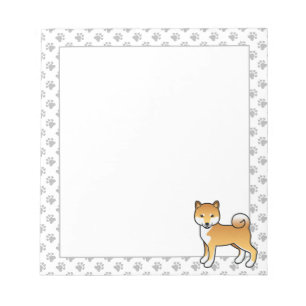 Red Shiba Inu Cute Cartoon Dog & Paws Notepad