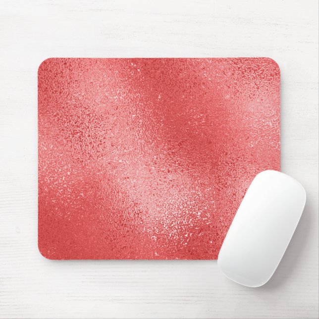 Red shimmering iridescent abstract background mouse mat (With Mouse)