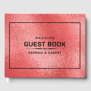 Red Shimmering iridescent texture Guest Book