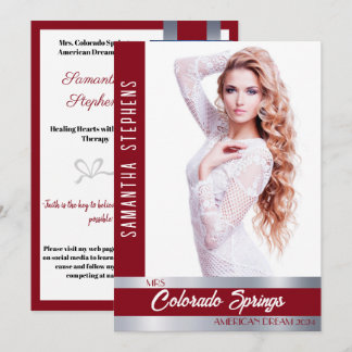 Red Shine Autograph Card for Pageants