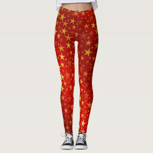 red,shiny, bright, star, colour, decoration, desig leggings