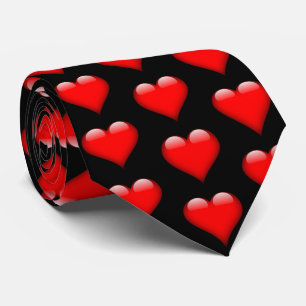 Red Shiny Hearts Valentine  Necktie