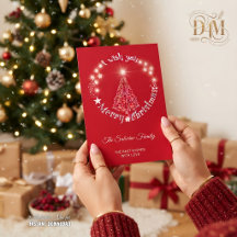 Red Shiny Sparkle, I Wish you Merry Cristmas Tree