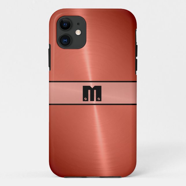 Red Shiny Stainless Steel Metal Case-Mate iPhone Case (Back)