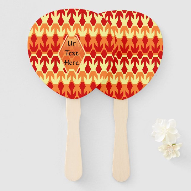 Red Ship and Yellow Arrow Monogram Hand Fan (Front and Back)