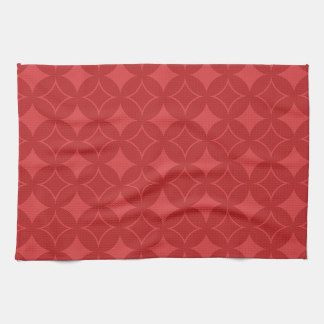 Red shippo pattern tea towel (Horizontal)