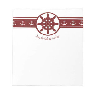 Red Ships Wheel Personalised Notepad