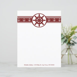 Red Ships Wheel Personalised Paper Sheet