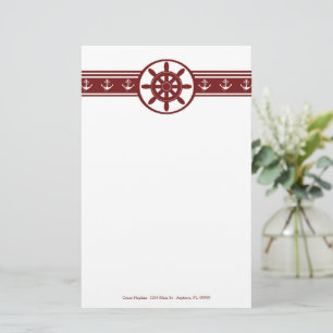 Red Ships Wheel Personalised Stationery
