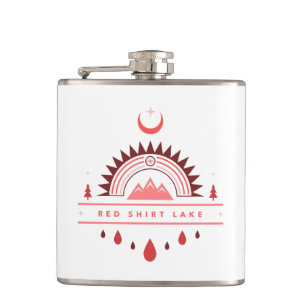 red shirt lake alaska rainbow moon hip flask