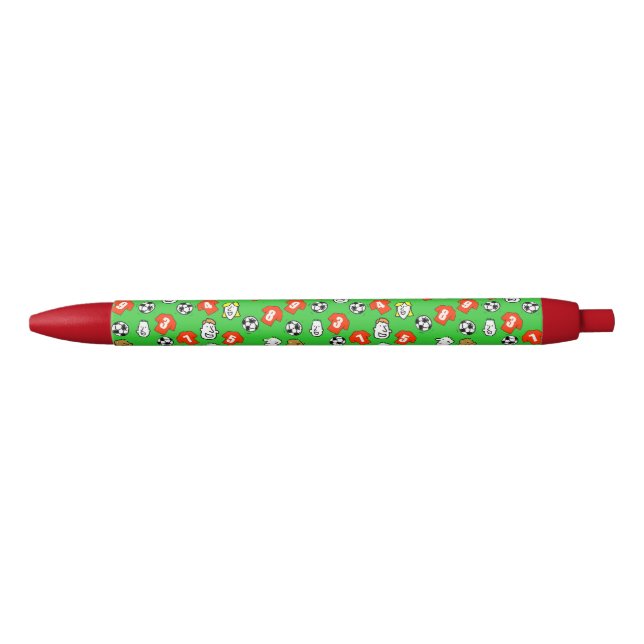 Red Shirts Pattern on a Football Black Ink Pen (Front)
