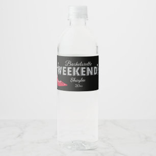 Red Shoe & Glitter, Bachelorette Weekend Water Bottle Label
