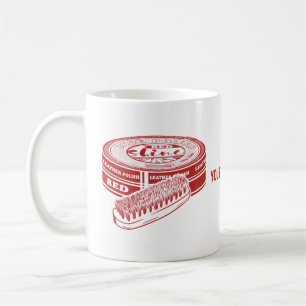 Red shoe polish tin coffee mug