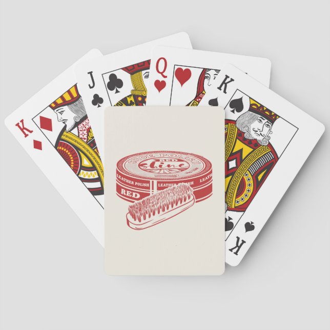 Red shoe polish tin playing cards (Back)