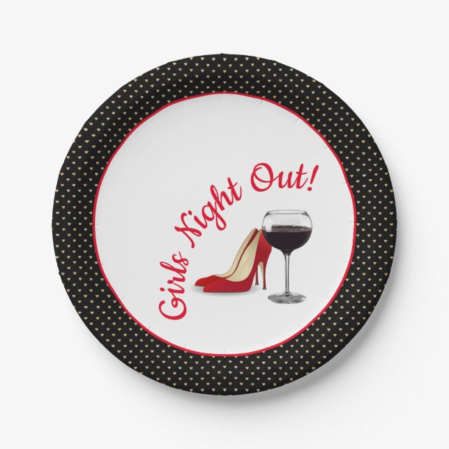 Red Shoes And Red Wine Paper Plate (Front)