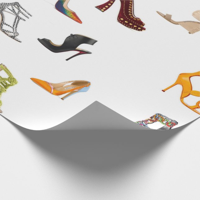 Red Shoes Black Pumps Blue Heels Wrapping Paper (Corner)