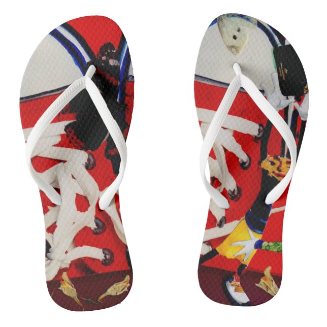 Red shoes. flip flops (Footbed)